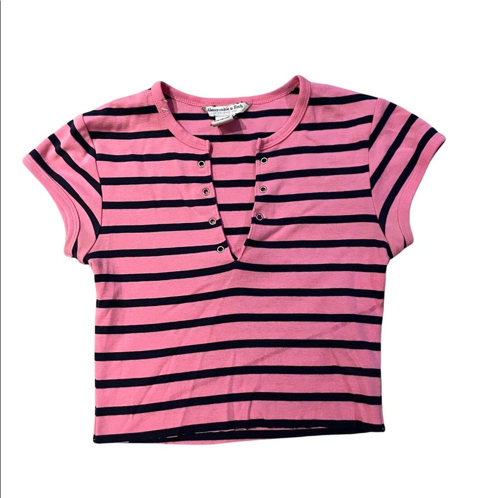 Pink and blue cropped tee